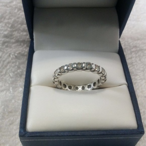 Sterling Silver CZ Eternity Band Size 6 1/4 - Picture 5 of 6